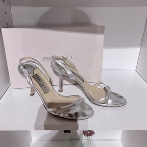 Jimmy Choo Metallic Napa Silver Strappy sandals size 37